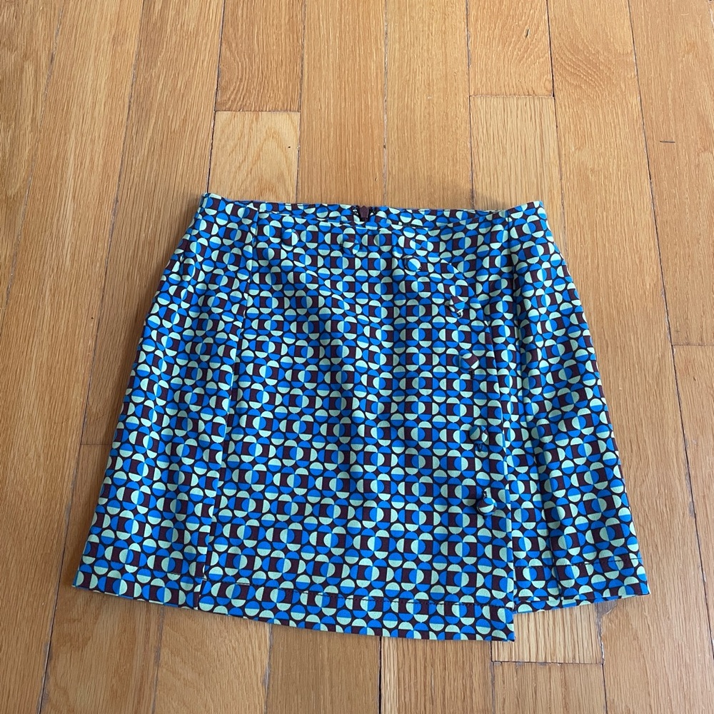 Urban outfitters blue brown motif button mini skirt XS NWT